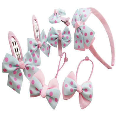 

7PcsSet Kids Girls Bow Headwear HairpinHairbandElastic Headband