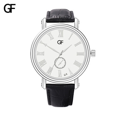 

Gobestart New Fashion High-End Mens Quartz Letter Watch Leather Strap Mens Watch