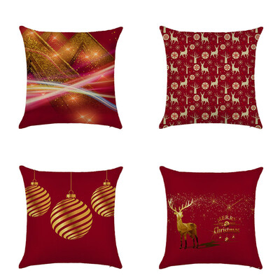 

Siaonvr 4pc Of Christmas Elk Pillowcase Decorative Sofa Cushion Cover 45x45cm