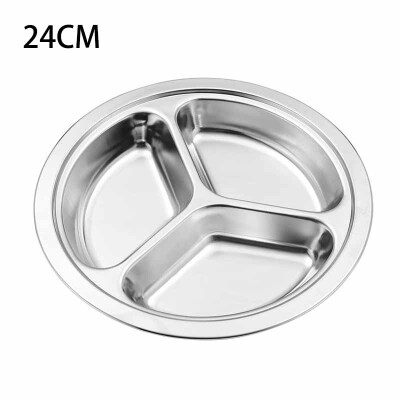 

Stainless Steel 3 Sections Round Divided Dish Dia 222426cm Snack Dinner Plate