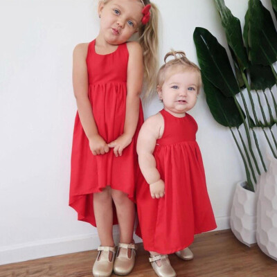 

Toddler Baby Girls Sleeveless Solid Vest Dress Backless Dresses Clothes