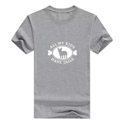 

French Bulldog Gift All My Kids Have Tails Frenchie Premium Mans t-ShirtXXX-LargeGrey