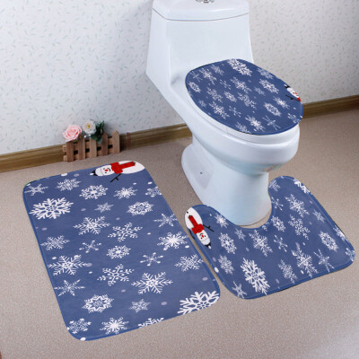 

Tailored 3PCS Christmas Bathroom Non-Slip Pedestal Rug Lid Toilet Cover Bath Mat Set