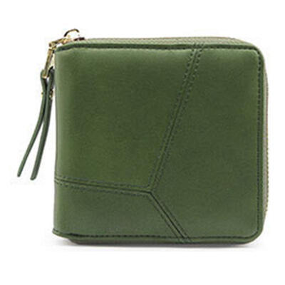 

Simple Square Lady Wallet Short Paragraph Zipper Small Wallet Mini Card Holder Purse