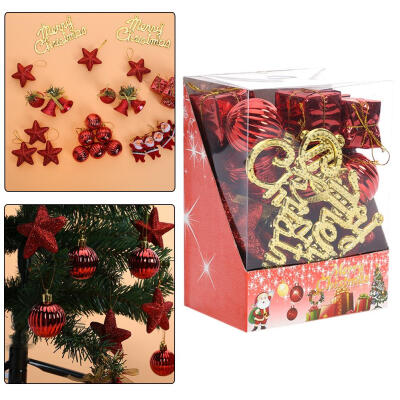 

28pcs Christmas Decorative Pendant Christmas Strap Set Box