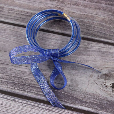 

5Pcs\Set New Fashion All Weather Glitter Bracelet Set Christmas Decoration Bowknot Jelly Bangles