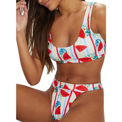 

Roseonmyhand Women Bandage Bikini Set Push-Up Brazilian Print Swimwear Beachwear Swimsuit