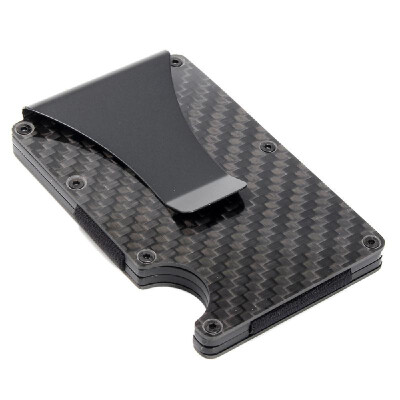 

Slim Carbon Fiber Credit Card Holder RFID Blocking Metal Wallet Money Clip Gift