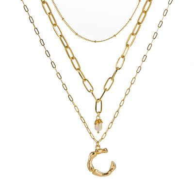 

natural freshwater pearl A-Z 26 Initial Pendant Letter Necklace For Women Gold Letter Wholesale Jewelry Gift for Love Friends