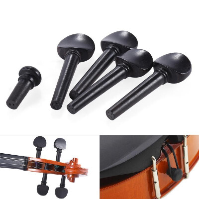 

18 Size Ebony Wood Violin Fiddle Tuning Pegs Endpin Set Replacement Black