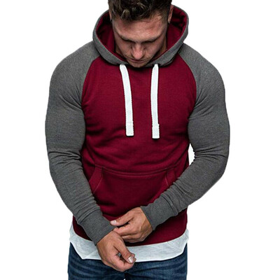 

Men Slim Fit Athletic Gym Muscle Hoodies T-shirt Tops Hooded Long Sleeve Blouse