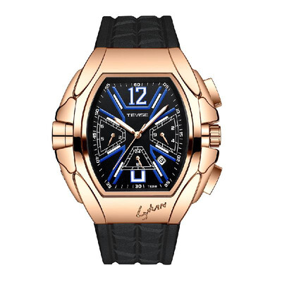 

TEVISE T829B Man Automatic Watch Weekly Monthly Dial Calendar Display Silicon Watchband Male Mechanical Wristwatch