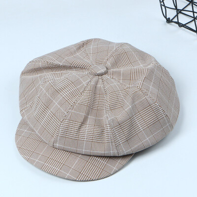 

Hat Female Spring&Summer Cotton Stripe Octagonal Hat Student Leisure Ribbon Hat Pure Chequered Painter Hat Tide