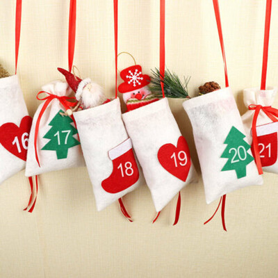 

Christmas Wreath Xmas Garland Hanging Advent Calendar New Year Gift Bag Durable