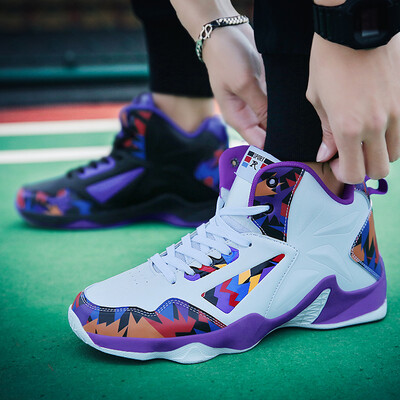 

New Mandarin Duck Basketball Shoes Mens Shoes Student Sports Blue Shoes Anti-slip Shock Absorbing War Shoes Wear-resistant Cement