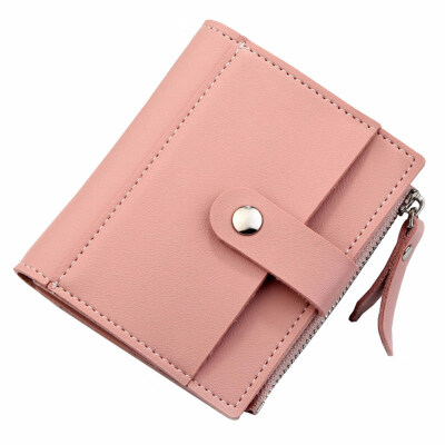 

Solid Color Womens Faux Leather Short Wallet Card Holder Bifold Coin Purse