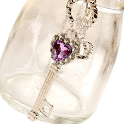 

Womens Fashion Love Heart Rhinestone Crown Key Long Sweater Necklace Jewelry