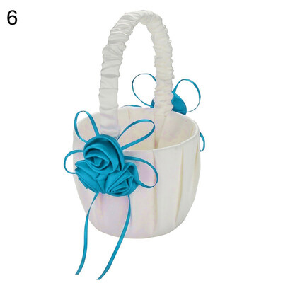 

Wedding Bridal Page Boy Ribbon Satin Faux Rose Flower Girl Basket Party Decor