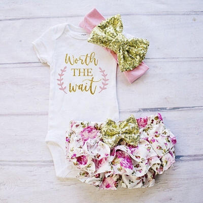 

Newborn Baby Girls Outfit Clothes Floral Romper Jumpsuit Bodysuit Pants Headband
