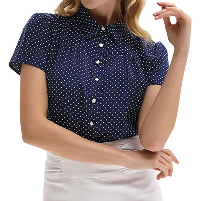 

Starmoon Women Button Dot Summer T-Shirt Short Sleeve Casual Tops Blouse