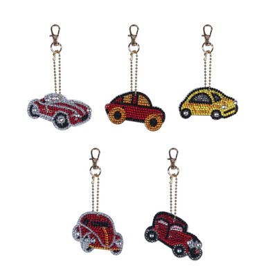 

5PCS Cute Cartoon Design DIY Diamond Painting Keychain Pendant Handmade Mobile Phone Car Hanging Charms Making Supplies Kit