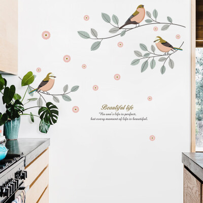 

〖Follure〗Personality Bedroom Cabinet Decoration Color Tree Bird Self Adhesive Wallpaper