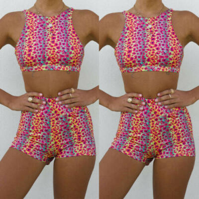 

2PCS Womens Yoga Workout Gym TopPants Set Shorts Fitness Sports Wear Suit UK