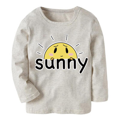 

Girls Kids Cartoon Sun Letters Print Autumn Long Sleeve T-shirt O-Neck Tops