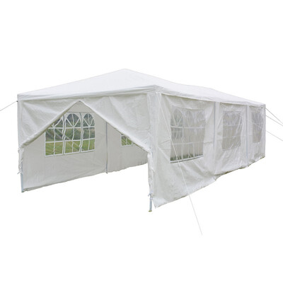 

Canopy Tent 3 x 9m 8 Sides 2 Doors Home Assembled Tent Plastic Fastenings Kit White Wedding Tent