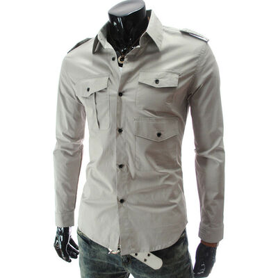 

Mens Long Sleeve Slim Fit Dress Shirt Business Work Luxury Formal Casual T-shirt