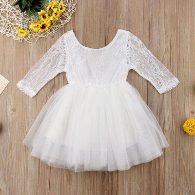

Kids Baby Flower Girl Dress Lace Tulle Party Gown Bridesmaid Dresses Sundress