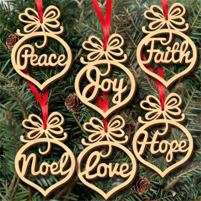 

6 Pcs Christmas Decorations Wooden Ornament Xmas Tree Hanging Pendant Ornaments