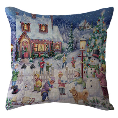 

〖Follure〗Christmas Home Decor Office Sofa Cushion Square Throw Pillow Festive Pillowcase