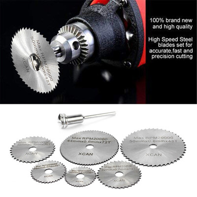 

〖Follure〗7PCS Cutting Discs Mandrel HSS Rotary Circular Saw Blades Tool Cutoff Accessory