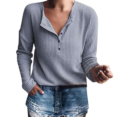 

Knitted Long Sleeve T-shirt V-neck Solid Color Long Sleeve Striped T-shirt tshirt Women Tee