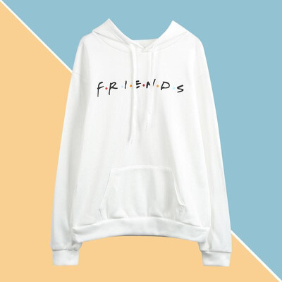 

Fashion Women Hoodie Friends Letter Print Front Pocket Long Sleeve Autumn Winter Hooded Pullover Top