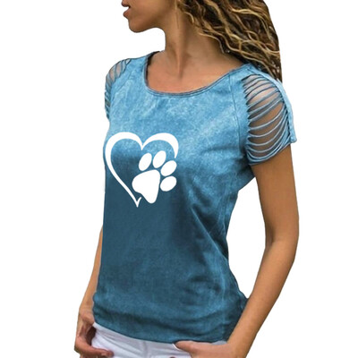 

Starmoon Womens Sexy O-Neck Printing Cut Out Crop Short Sleeve T-Shirt Tops