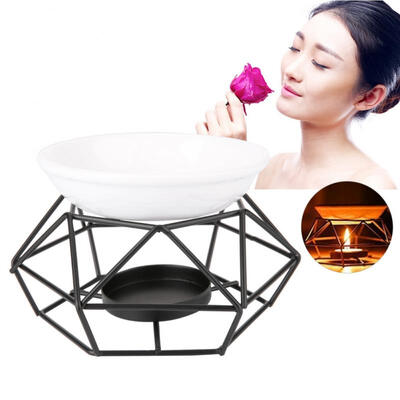 

Greensen Geometric Iron Ceramic Essential Oil Aroma Burner Candle Holder Home Office Decoration
