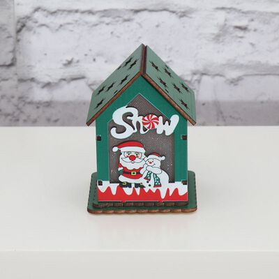 

New Christmas Colorful Small Wooden House With Lights Children Christmas Lighting House Ornament Xmas Tree Hanging Decoration j