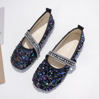 

Doudou Shoes Suitable for Broadfooted Fat Single Shoes Summer Sequined Fairy Shoes Soft Flat-soled Lady Shoes