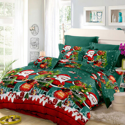 

Christmas Santa Bedding Set Polyester 3D Printed Duvet Cover 2pcs Pillowcases Bed Sheet Set Christmas Bedroom Decorations--Kin
