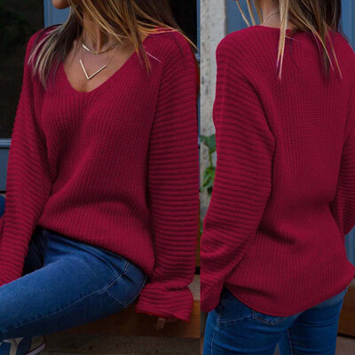 

〖Follure〗 Womens Casual Long Sleeve Jumper V Neck Sweaters Blouse Tops