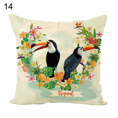 

45x45cm Forest Parrot Throw Pillow Case Cushion Cover Sofa Bed Car Home Decor
