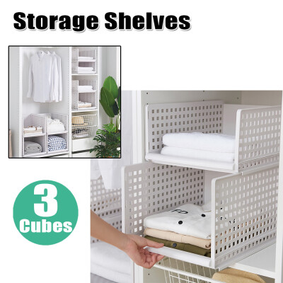 

Cube Storage Organizer 3 Cubes Storage Shelves for Kitchen Office Living Room Bathroom DIY Plastic Closet Cabinet