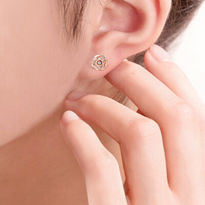 

Rose Flower Crystal Stud Earrings Rose Gold Color Fashion Vintage Ear Jewelry For WomenGirls