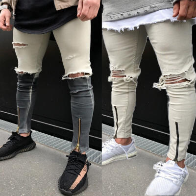 

Men&39s Ripped Jeans Super Skinny Slim Fit Denim Pants Destroyed Frayed Trousers