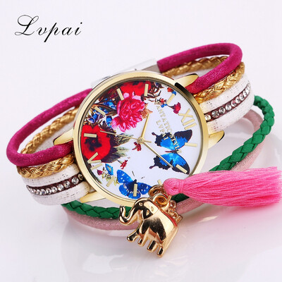 

Woven small twist bracelet watch butterfly flower delicate scale schedule