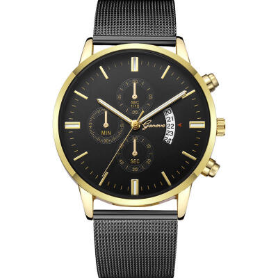 

GENEVA Fashion Military Watch Mesh Band Stainless Steel Analog Quartz Wristwatch Luxury Sport Watches Erkek Kol Saati