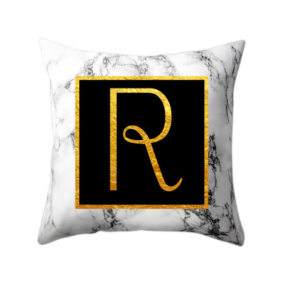 

Modern Pillowcases 4545 Gold Alphabet Word Letter White Marble Pattern Pillow Case Super Soft Throw Sofa Bed Cushion Cover Protec