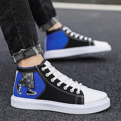 

Summer breathable new cartoon graffiti high canvas shoes mens shoes Korean version of Joker shoes